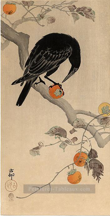 Crow manger un persimmon Ohara KOSON japonais Peintures à l'huile